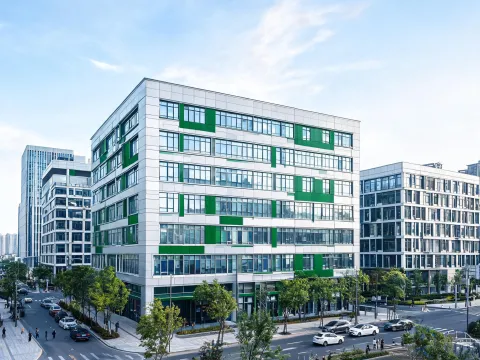 Commercial office building with modern panel facade