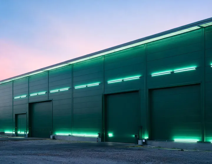 Kingspan insulated metal panels installed on a commercial warehouse facade